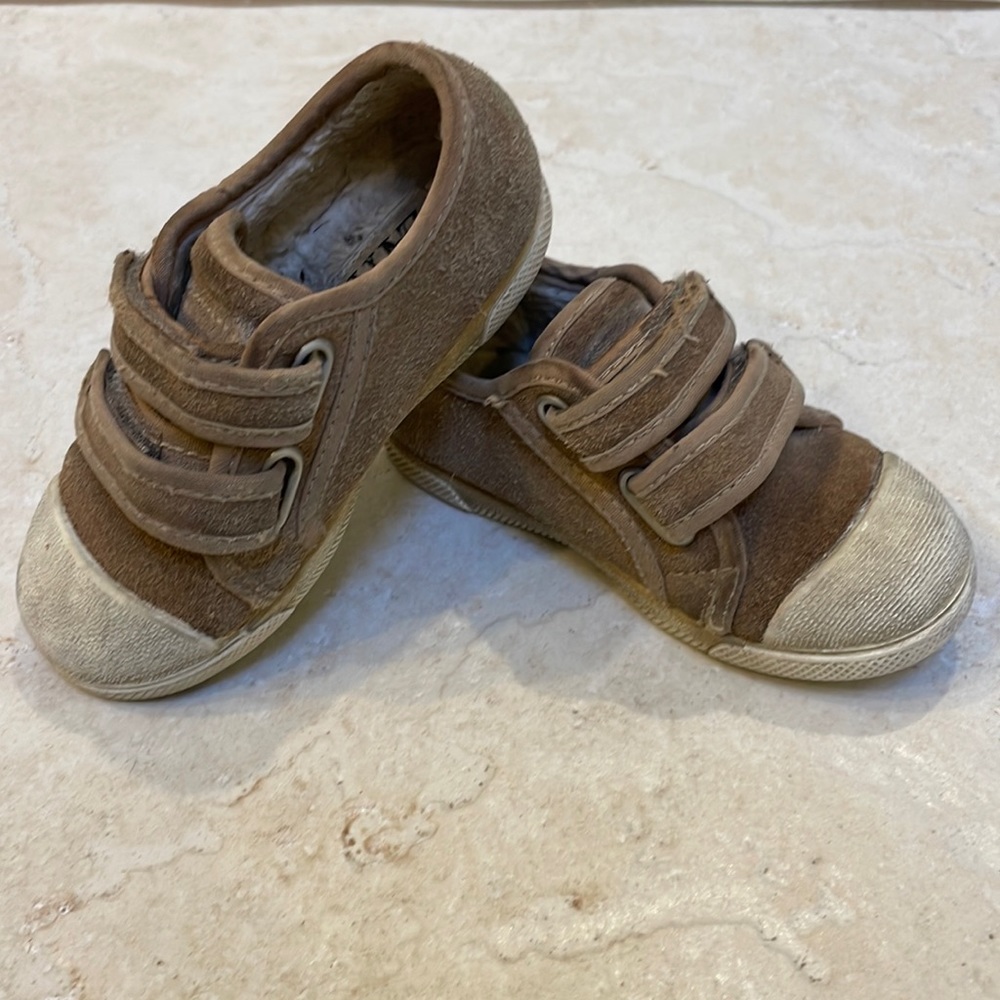 Zara Brown Leather Fur Lined Velcro Sneaker size 21 (5.5)